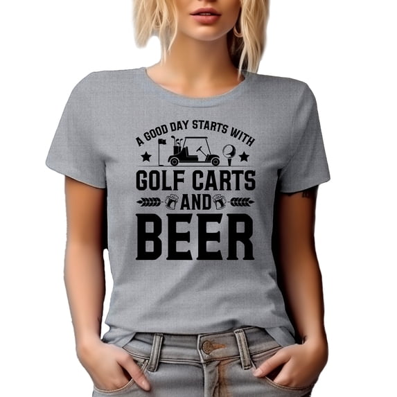 A Good Day Starts with Golf Carts and Beer, Golfer, Heather Grey T-Shirt, Large