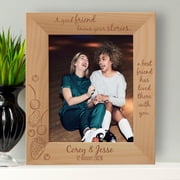 A Good Friend Knows Your Stories, A Best Friend Has Lived Them With You Personalized Wooden Picture Frame 8" x 10" Brown Vertical