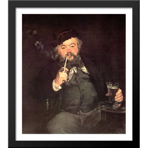 A Good Glass of Beer 28x32 Large Black Wood Framed Print Art by Edouard Manet