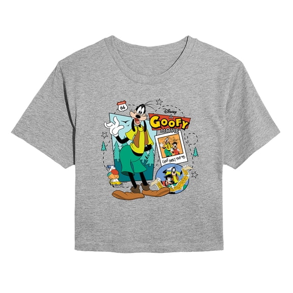 A Goofy Movie - Family Trip Collage - Juniors Cropped Short Sleeve Graphic T-Shirt