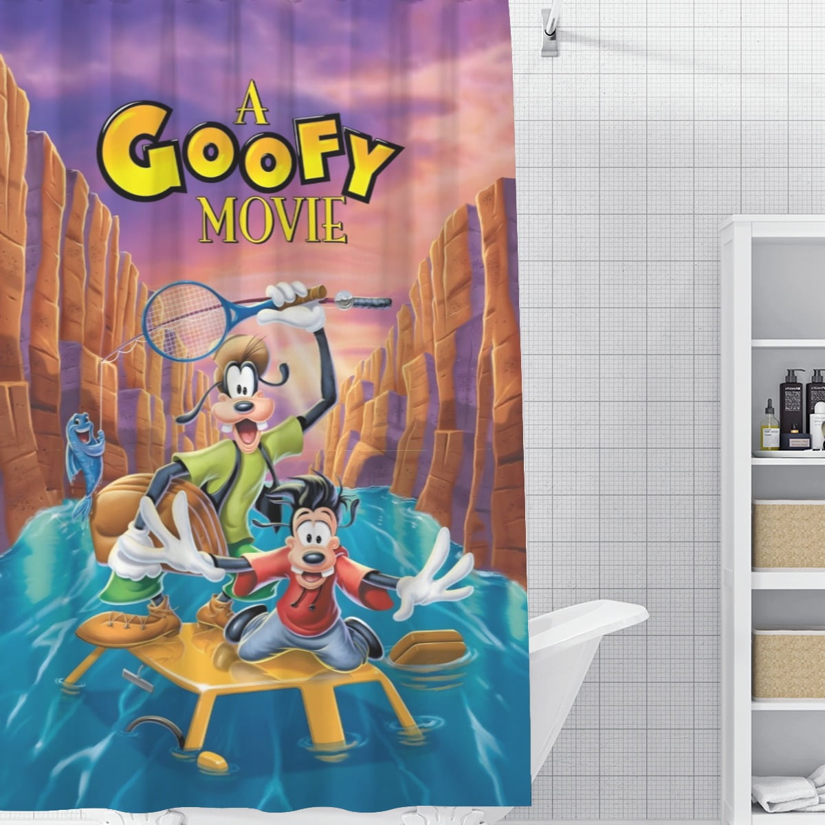 A Goofy Movie shower curtain features an iconic print,51" x 71"（130 ...