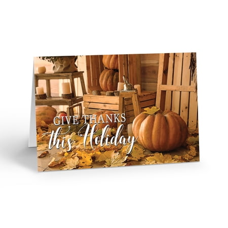 A Gorgeous Rustic Giving Thanks - Thanksgiving Day Card - 12 Cards and Envelopes