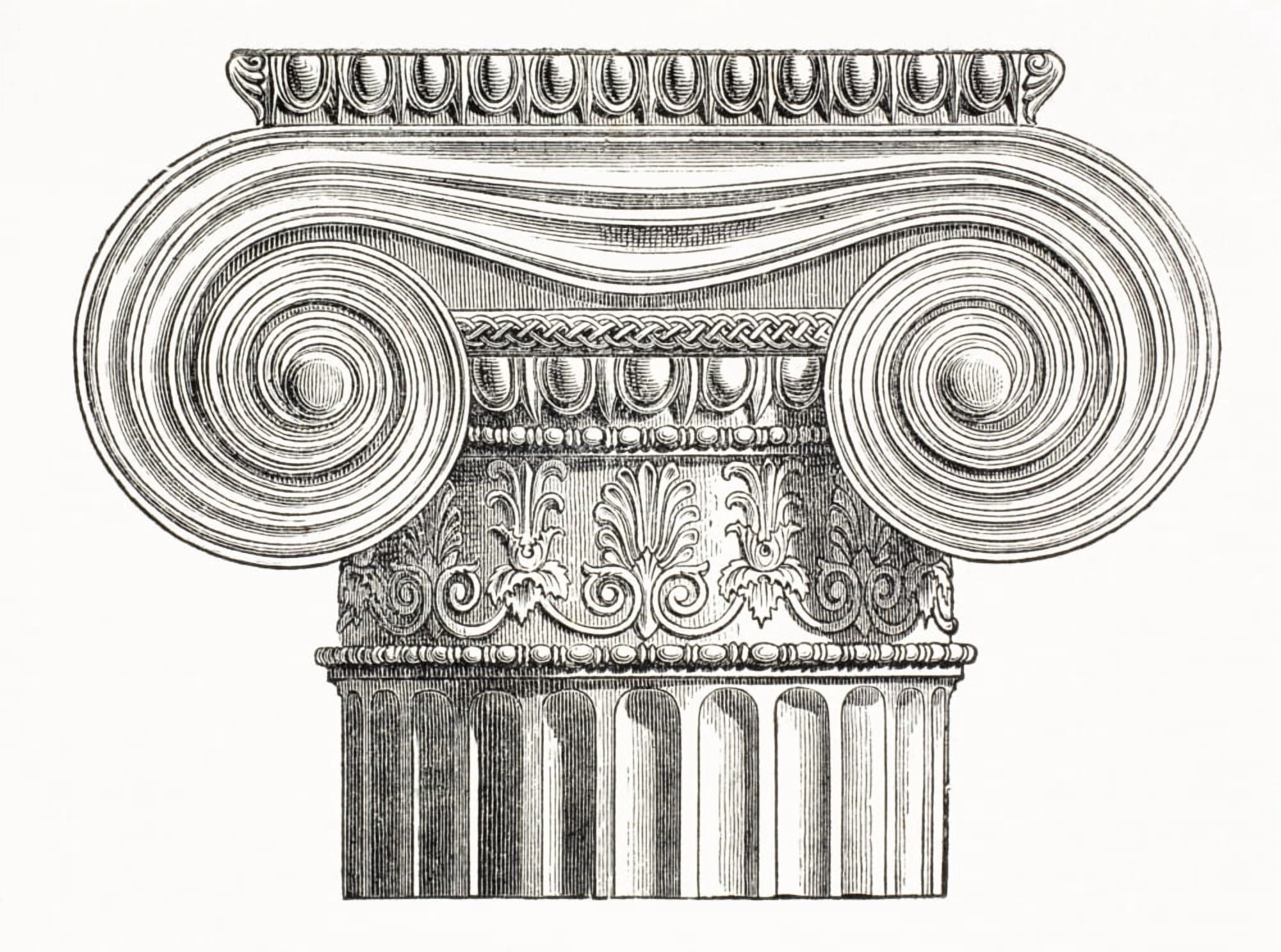 A Greek Ionic Capital From El Mundo Ilustrado Published Barcelona 1880 Canvas Art - Ken Welsh Design Pics (17 x 12)
