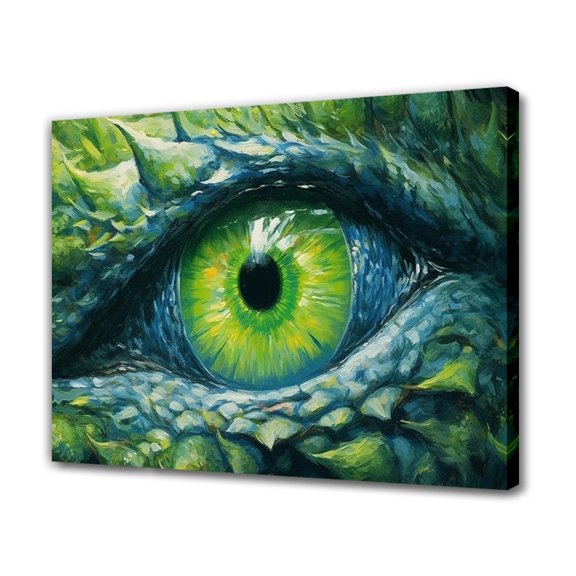 A Green Large Dragon Eye Canvas Poster Bedroom Decor Sports Landscape Office Room Decor Gift,Frame-style,20x30inch(50x75cm)