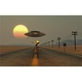 thumbnail image 1 of A Grey Alien Hitching A Ride From A Passing Ufo Poster Print - 18 x 11, 1 of 1