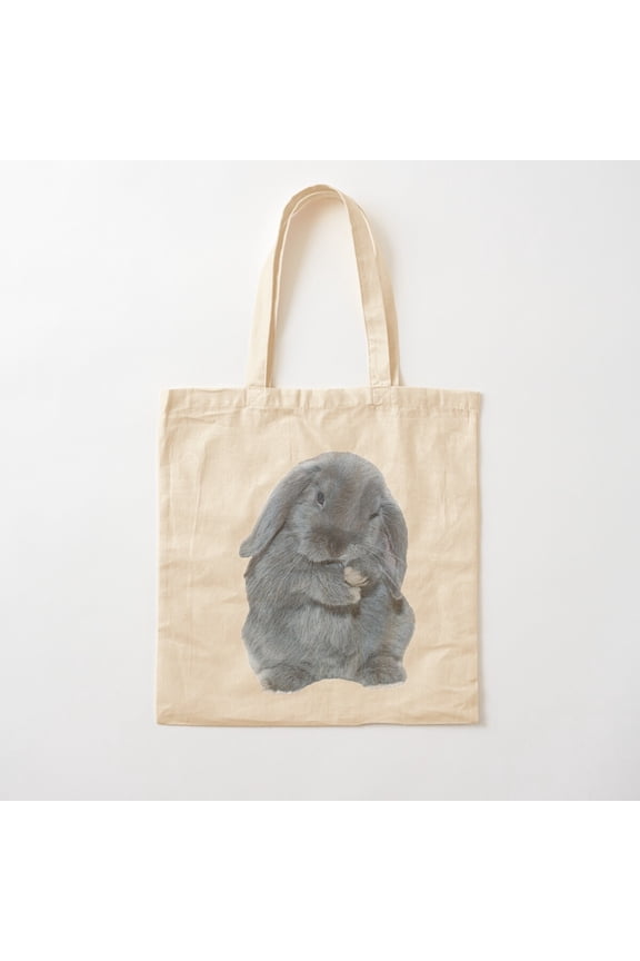 A Grey Mini Lop Bunny Rabbit Art Canvas Tote Bags, Reusable Shopping Bag