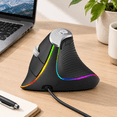 Computer Mouse Wired Led A-Grey Wired Vertical Computer Mouse with RGB Lighting and Adjustable ...