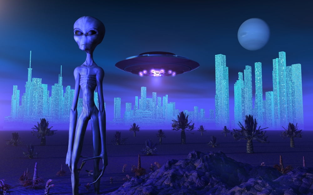 A Grey alien located on its homeworld of Zeta Reticuli Canvas Art - Mark StevensonStocktrek Images (36 x 23)