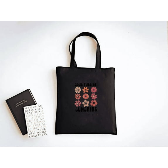 A Groovy Floral Soul Full Of Sunshine For Self Love And Retro on Tote Bags