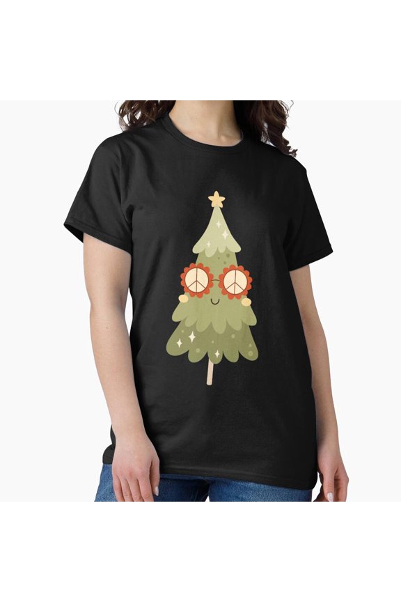 A Groovy Holiday Tree, A Cute And Funky Kawaii Design Vibe Unisex T-Shirt, up to Size 5XL