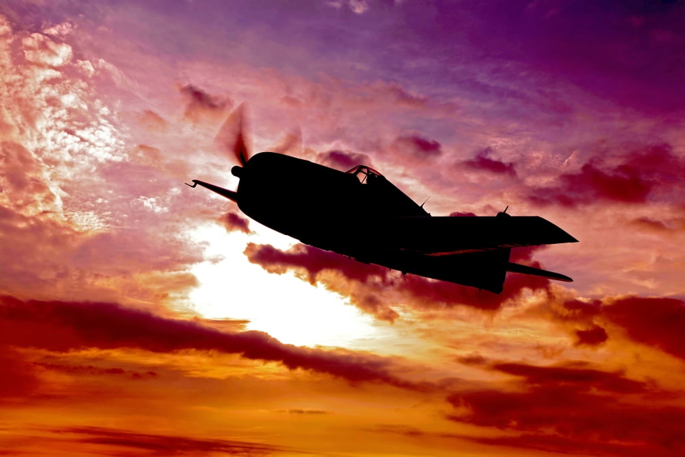 A Grumman F6F Hellcat fighter plane in flight Canvas Art - Scott GermainStocktrek Images (18 x 12)