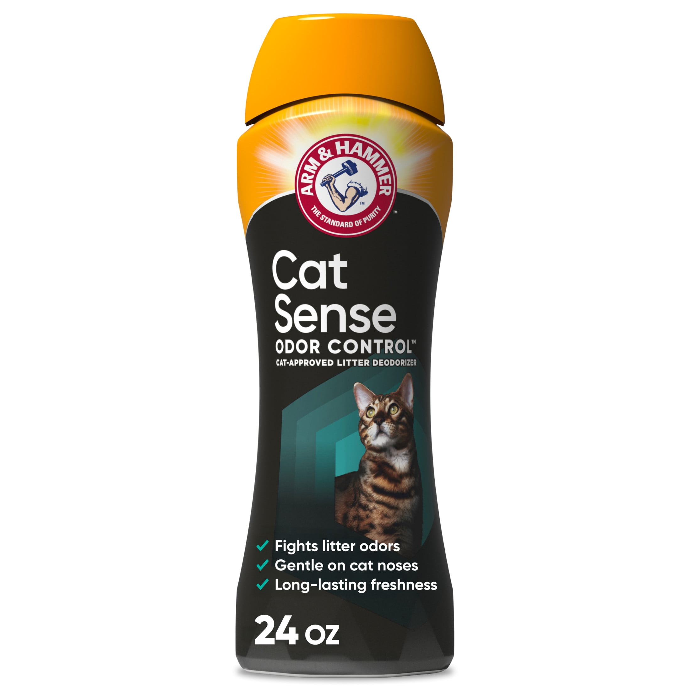 ARM & HAMMER Cat Sense Odor Control Cat-Approved Litter Deodorizer, Long-Lasting Scented Freshener Additive, Works with Most Litter, 24 Oz