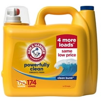 ARM &
HAMMER
Laundry
Detergent
Liquid, Clean
Burst, 4 Extra
Loads, 174 fl
oz, 174 Loads
