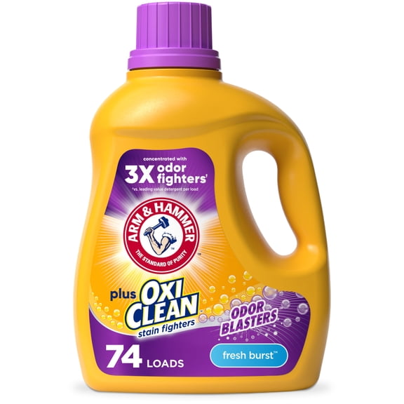 ARM & HAMMER Plus OxiClean with Odor Blasters Liquid Detergent, Fresh Burst, 96.2 Fl Oz