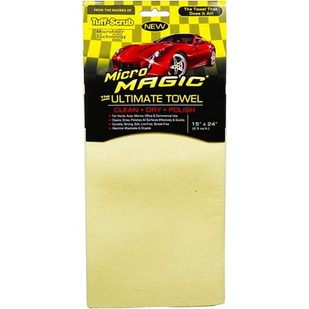 Micro Magic by Tuff-Scrub Ultimate Towel, Clean Dry and Polish, For Home and Auto, Multi-Purpose, 15"x24" 1-Pack