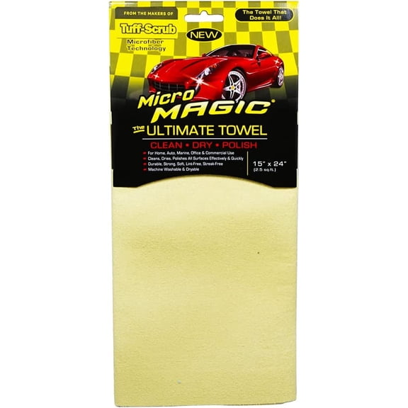 Micro Magic by Tuff-Scrub Ultimate Towel, Clean Dry and Polish, For Home and Auto, Multi-Purpose, 15"x24" 1-Pack