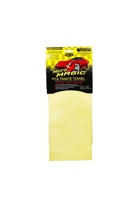 Micro Magic by Tuff-Scrub Ultimate Towel, Clean Dry and Polish, for Home and Auto, Multi-Purpose, 20"x25" 1-Pack