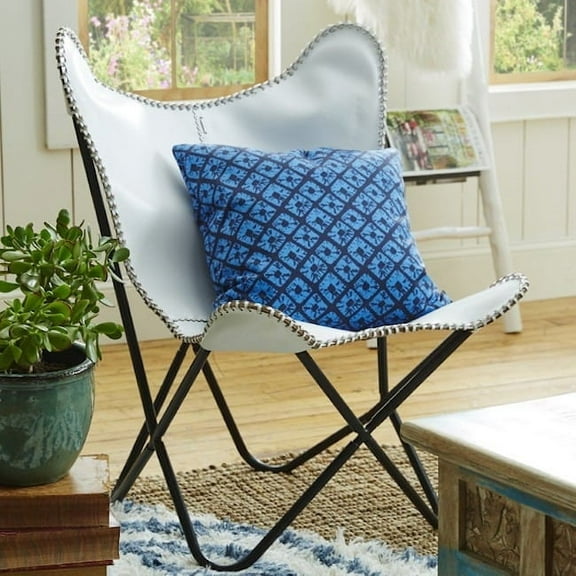 A.H. by Horizon Interseas White Leather Butterfly Chair