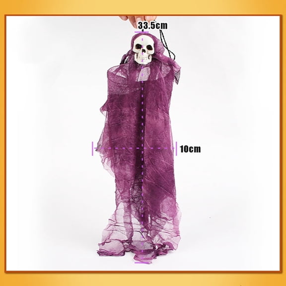 A Halloween Hanging Skull Doll Plush Decoration Purple For Spooky Party Prop