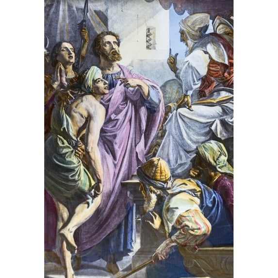 A Hand Coloured Magic Lantern Slide Circa 1900. Jesus Healing The Blind Man. by John Short / Design Pics