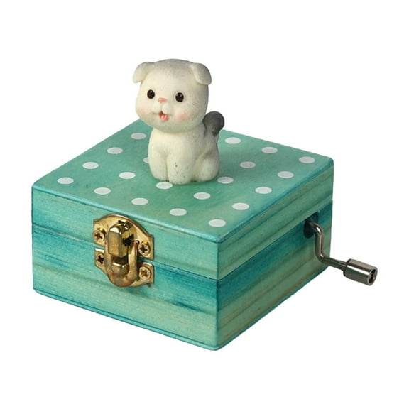 A Handheld Animal Block Music Box Wooden Crafted Toy Hand Crank Melody Sensory Play Auditory Learning Kids Gift