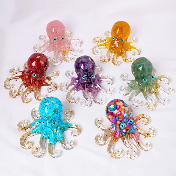 A Handmade Colorful Octopus Resin Ornament Miniature Figurine For Home Office Desk Aquarium Decor Art Craft