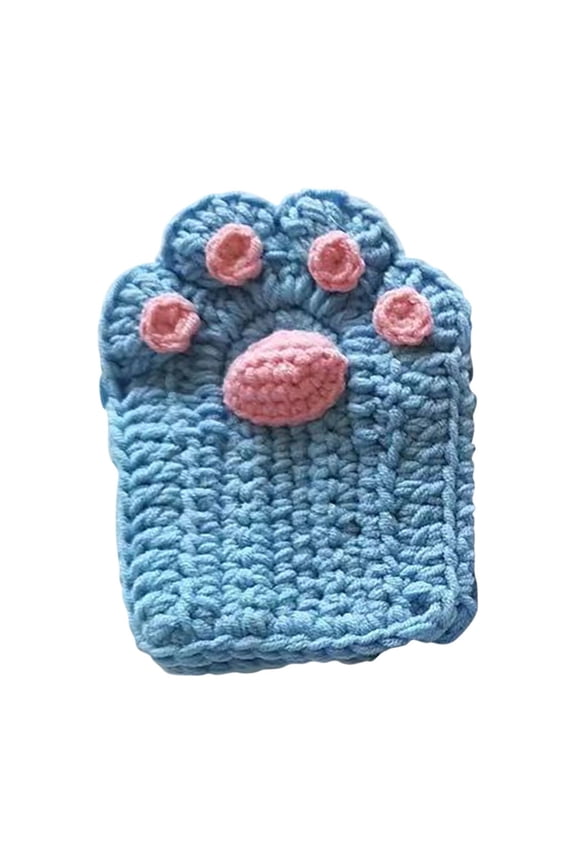 A Handmade Crochet Half-Finger Gloves With Cats Paw Design Knitting Winter Gift For Craft Lovers And Cold Weather Use Perfect For Handmade Projects