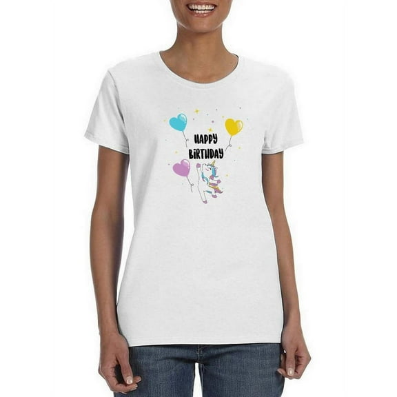 A Happy Birthday Unicorn T-Shirt Women -SPIdeals Designs, Female Large
