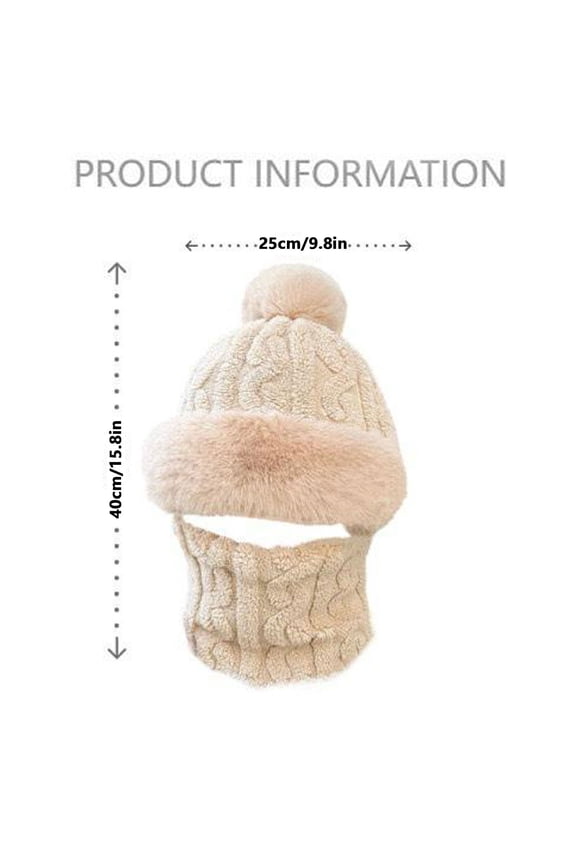 A Hat Beanie Hat With Scarf and Windproof Beanie Hat for Women Warm Winter Knitted Hats for Outdoor