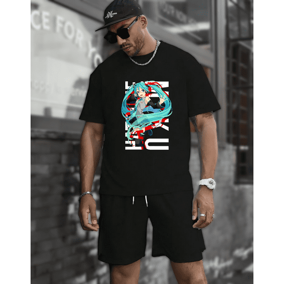 A Hatsune Miku Anime Girl In A Harajuku Japanese Kawaii Style Unisex T-shirt, for men & women, up to size 5XL