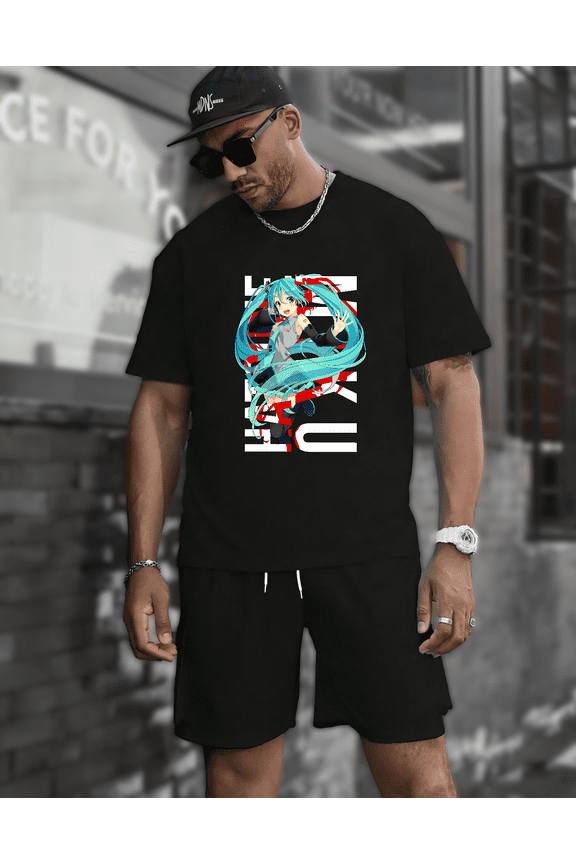 A Hatsune Miku Anime Girl In A Harajuku Japanese Kawaii Style Unisex T-shirt, for men & women, up to size 5XL