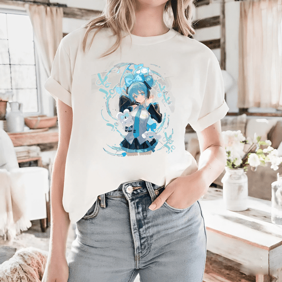 A Hatsune Miku Anime Girl Kawaii Project Diva Fan Style Graphic Unisex T-shirt, for men & women, up to size 5XL