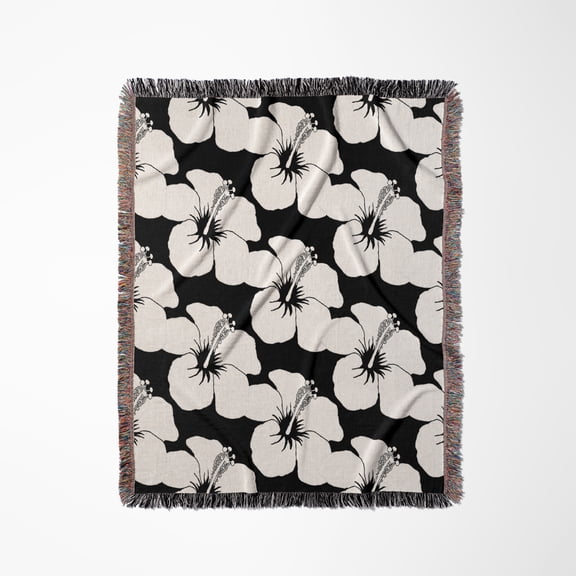 A Hawaiian Hibiscus Floral Pattern For A Classic Hawaiian Design., Woven Blanket