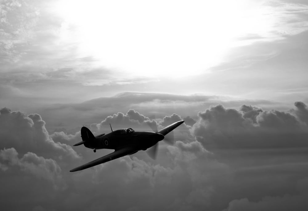 A Hawker Hurricane aircraft in flight Canvas Art - Scott GermainStocktrek Images (34 x 23)