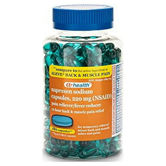 A+ Health Naproxen Sodium 220 Mg Liquid Gels Back and Muscle Pain, Made in USA, 180 Count