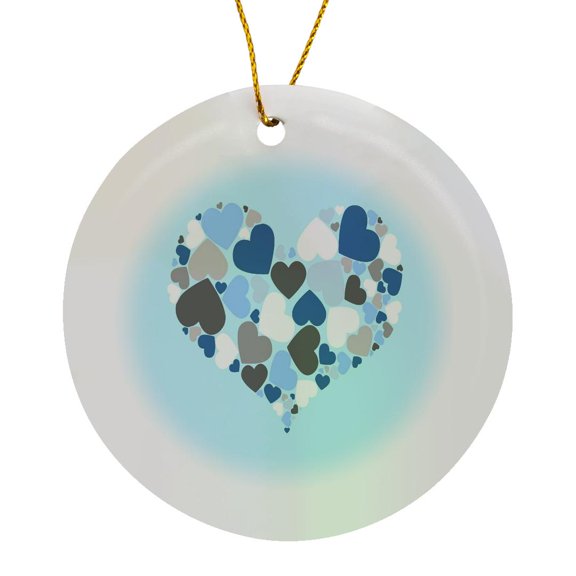 3drose, a Heart of Hearts Faunflux Proud to Love, Circle Porcelain Ornament