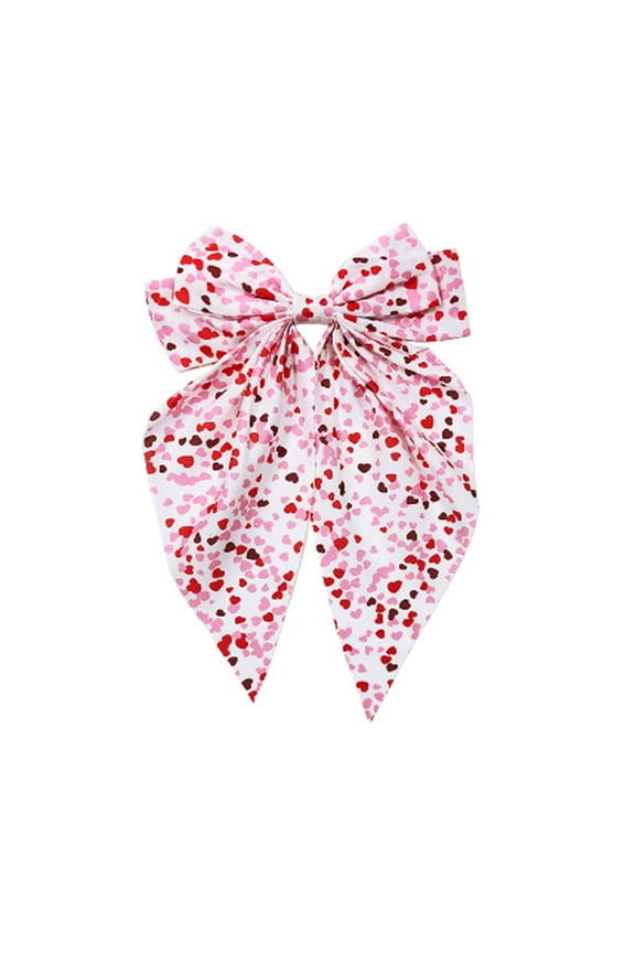 A Heart Bow Hair Clip With Spring Grip And Red Lip Print, Women'S Hair Accessory For Updos, Valentines Day, Date And Everyday Style