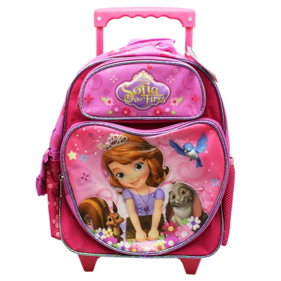 A Heart of Flowers Pink Small Size Rolling Backpack (12in)