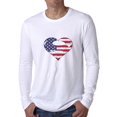 thumbnail image 1 of A Heart with American Flag and Big S in the Middle - Unique Men's Long Sleeve Grey T-Shirt, 1 of 2