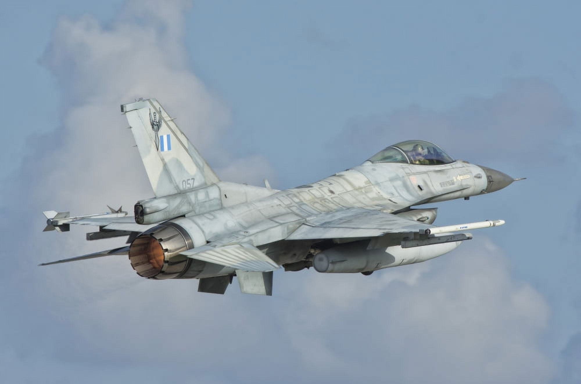 A Hellenic Air Force F-16 taking off Canvas Art - Giovanni CollaStocktrek Images (17 x 12)