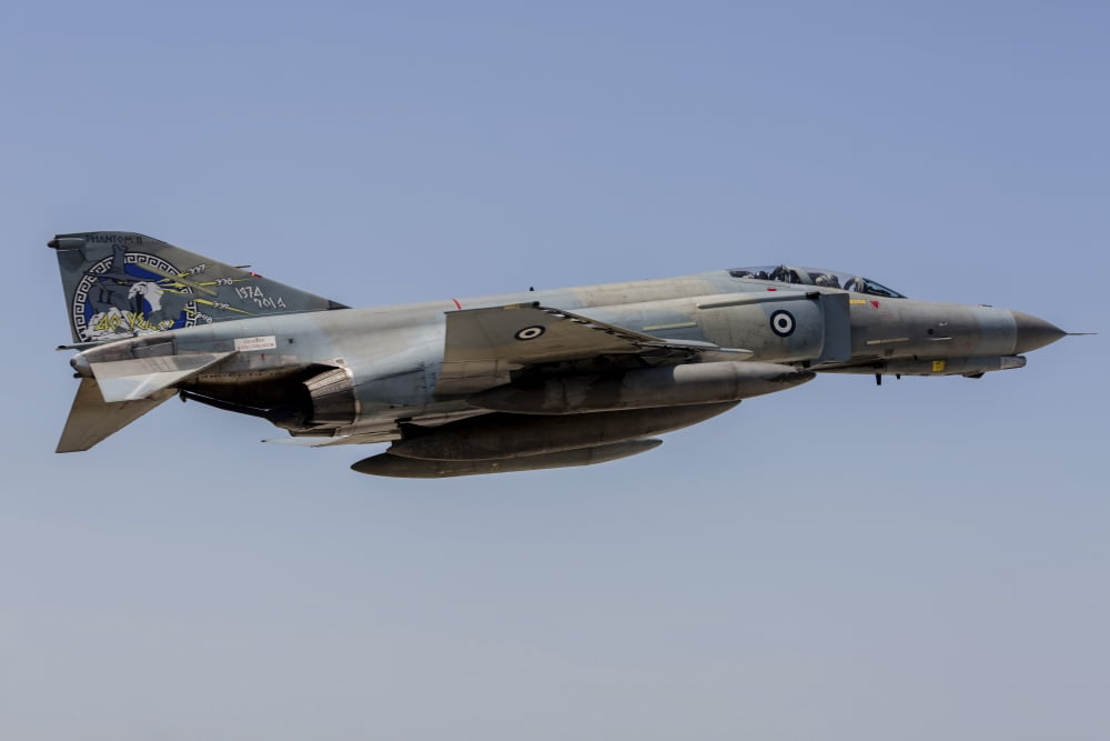 A Hellenic Air Force F-4E Phantom in 40th anniversaey markings Canvas Art - Timm ZiegenthalerStocktrek Images (34 x 23)