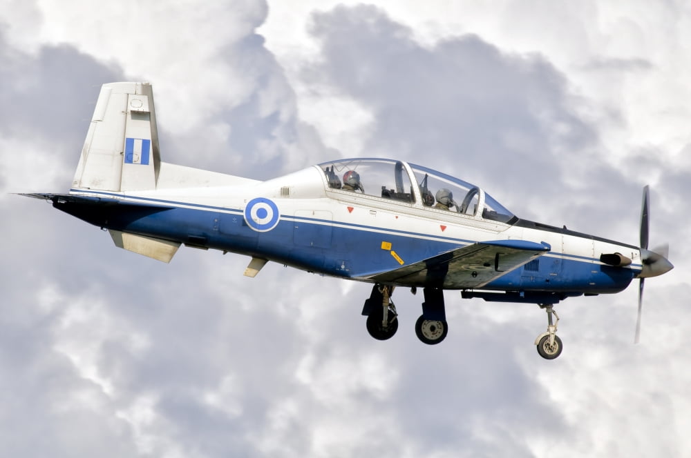 A Hellenic Air Force T-6 Texan II prepares for landing Canvas Art - Giovanni CollaStocktrek Images (35 x 24)