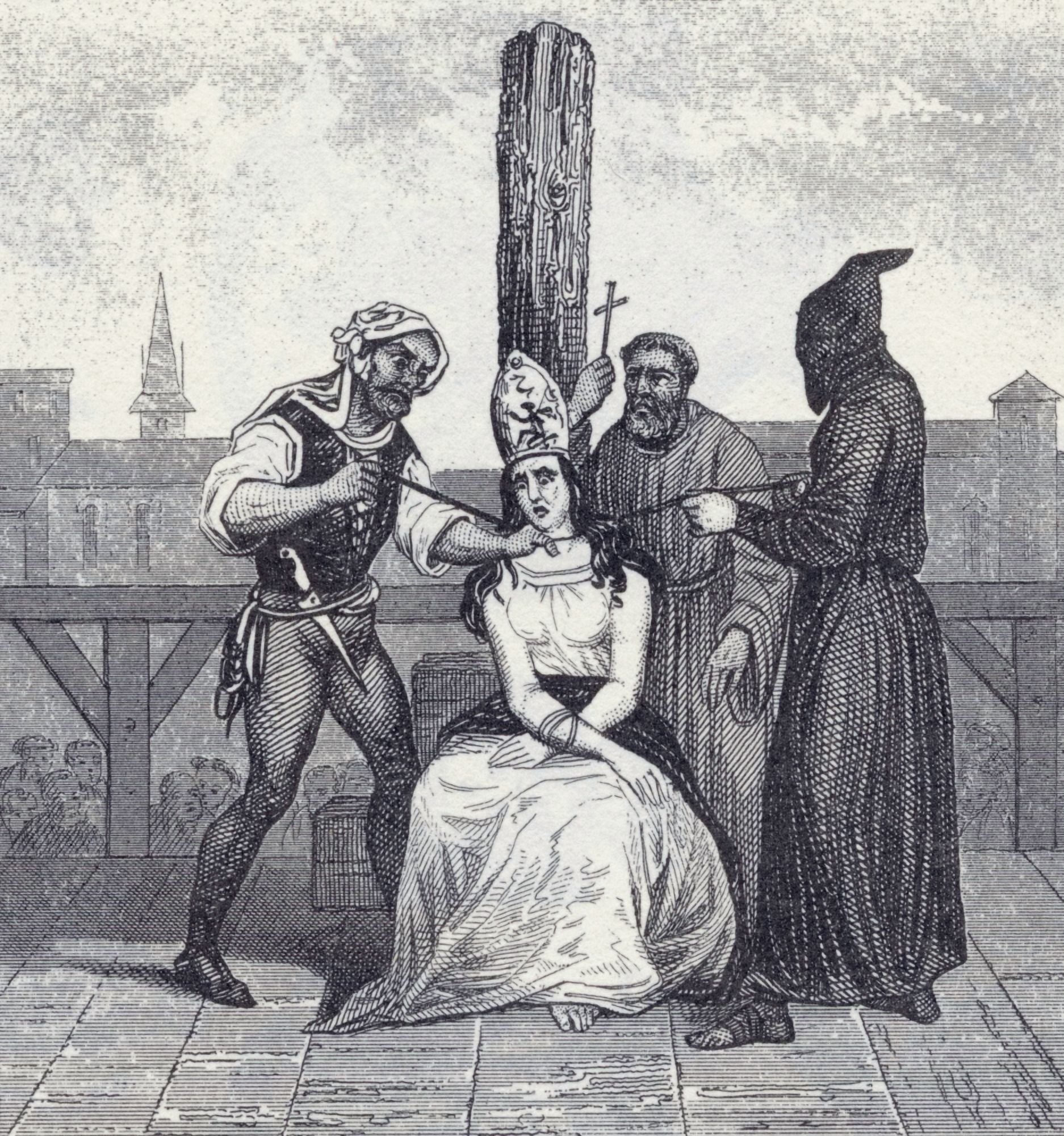 A Heretic Is Garroted During The Spanish Inquisition From A 19Th Century Engraving Canvas Art - Ken Welsh Design Pics (26 x 28)