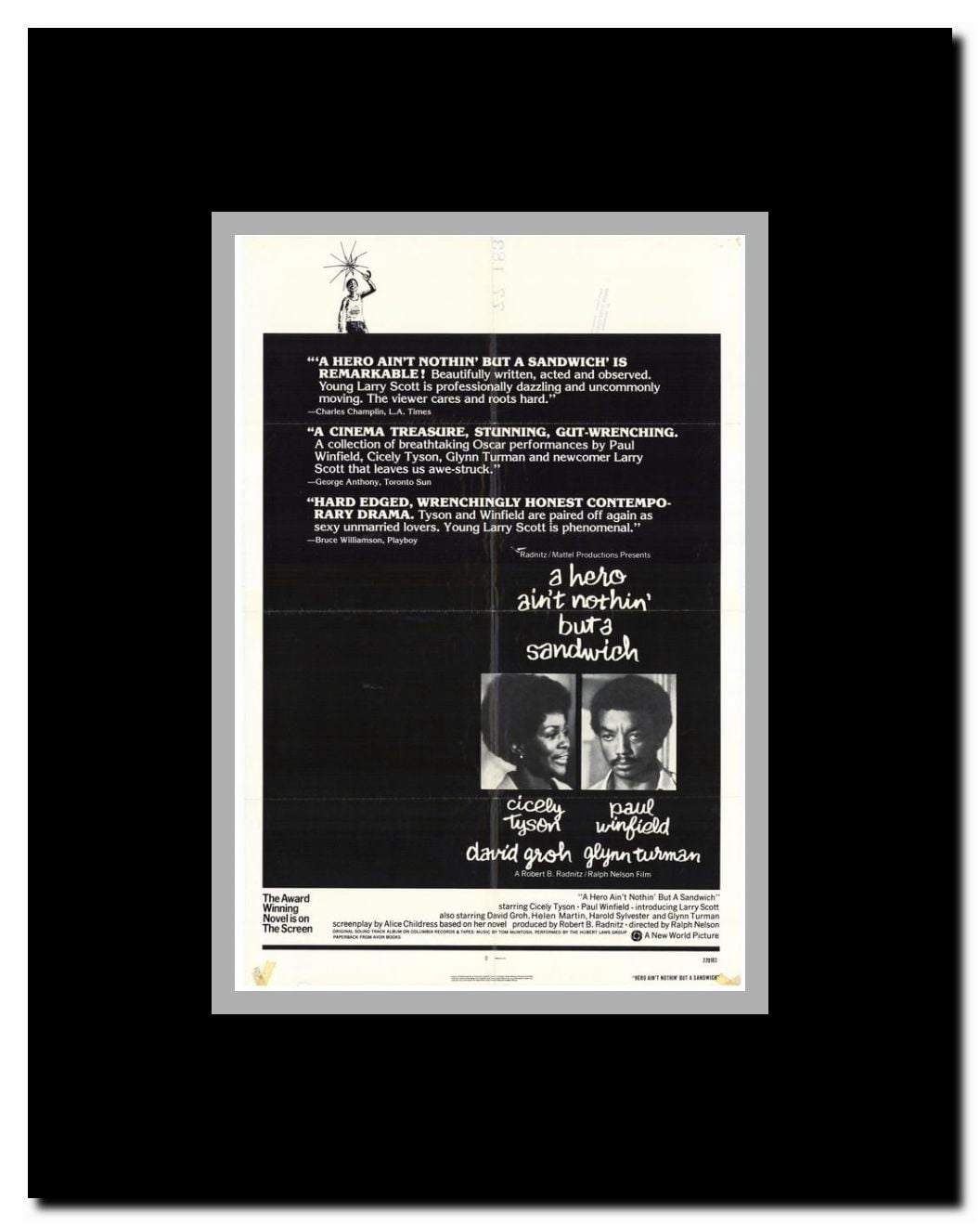 A Hero Ain't Nothin' but a Sandwich Framed Movie Poster