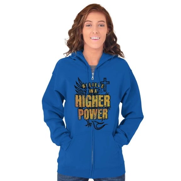 A Higher Power Religious Faith Zip Up Hoodie Men's Women's Brisco Brands S