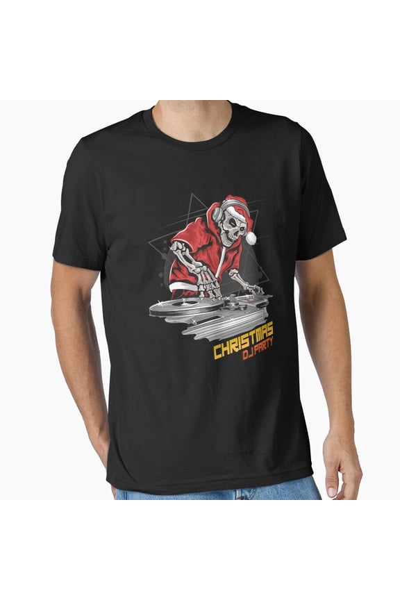 A Hip Hop Holiday Skeleton With A DJ Festive Music Theme Unisex T-Shirt, up to Size 5XL
