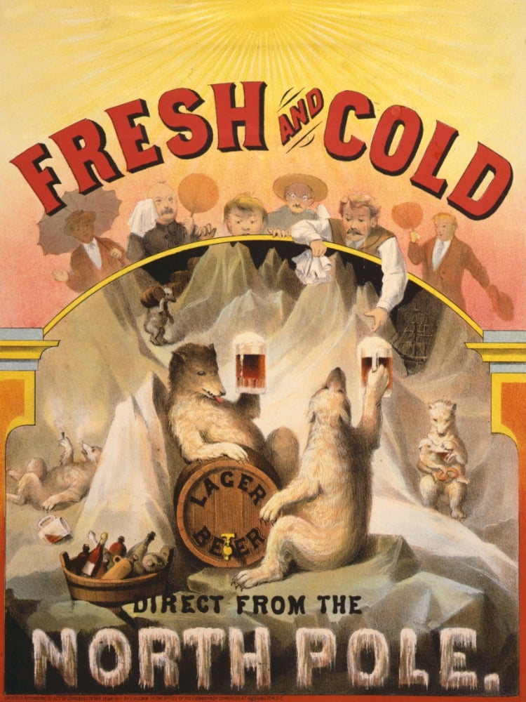 A Hoen & Co Fresh & Cold Lager Beer direct from the North Pole c1877 Canvas Art - (18 x 24)