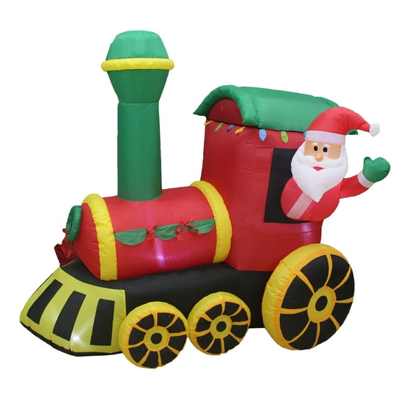 A Holiday Company 6.5 Foot Inflatable Santa Holiday Train Lawn Decoration