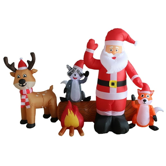 A Holiday Company 8 Ft Wide Inflatable Santa & Forest Friends Decoration