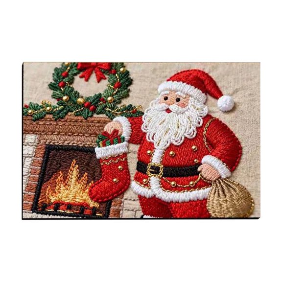 A Holiday Doormat With Woven Santa Pattern And Durable Material For Festive Ambiance